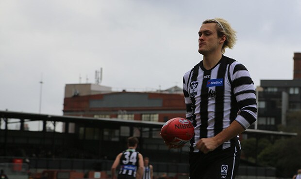 180708_620Moore.jpg Darcy Moore made his return from a hamstring injury in the VFL at Victoria Park. Photo: Collingwood Media. - Collingwood,Collingwood Magpies,VFL,Darcy Moore,Josh Smith